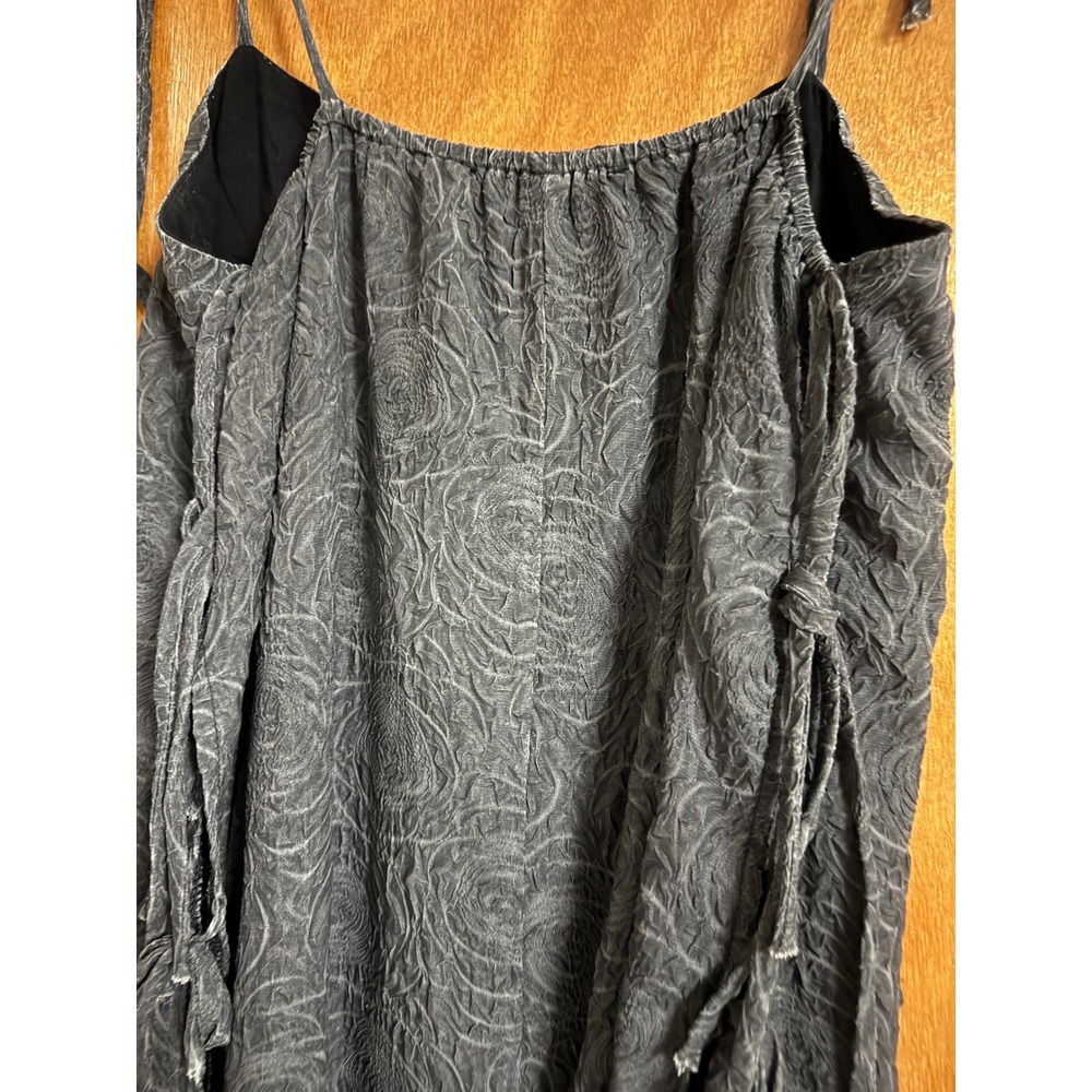 Lisa Says Gah Mar Tie Midi Dress Black Rose Jacquard Side Tie Spaghetti Strap S - Picture 9 of 10